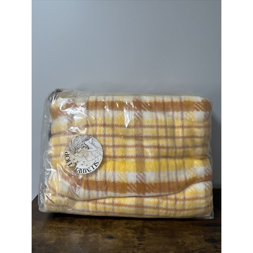 VTG NEW Sears Country‎ Aire Year Round FULL Blanket ~ Autumn Spice/Gold Plaid - Picture 6 of 9